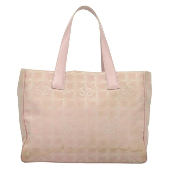 CHANEL New Travel Line Tote Bag Nylon Pink Gold CC Auth ti3318 - Picture 1 of 14